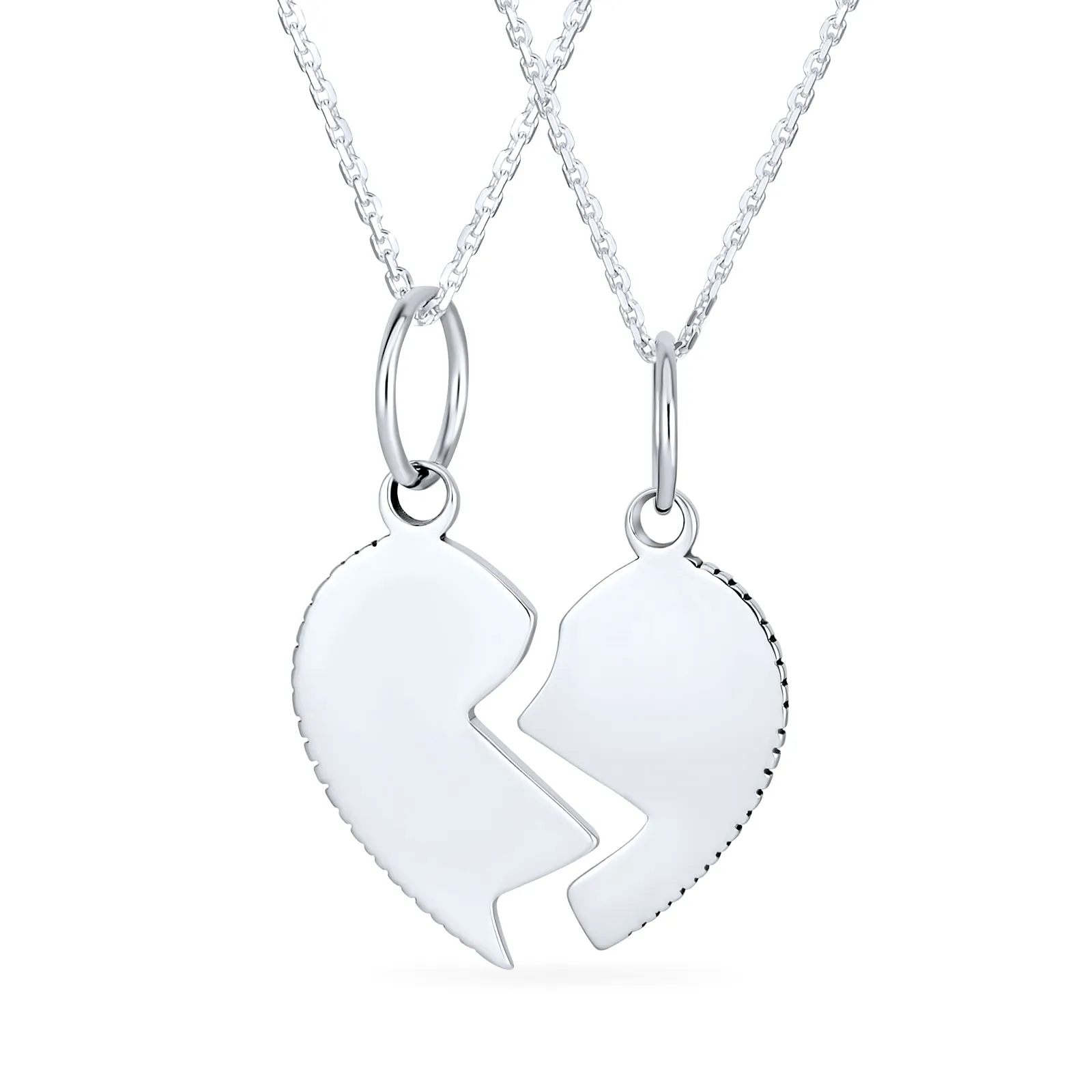 Split Heart Puzzle Pendant Necklace for Grandma & Granddaughter Sterling Silver
