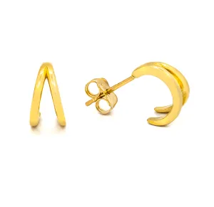 Split V Half Round Hoop Post Earrings