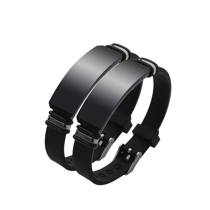 Sports Bracelet Silicone Titanium Steel Glossy Lettering Stainless Steel
