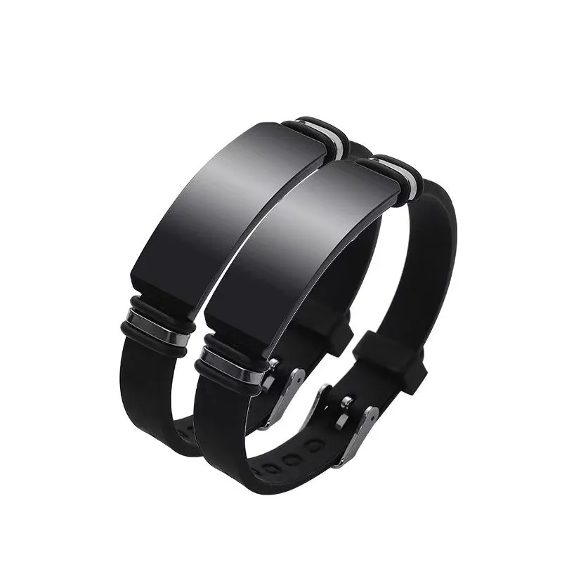 Sports Bracelet Silicone Titanium Steel Glossy Lettering Stainless Steel