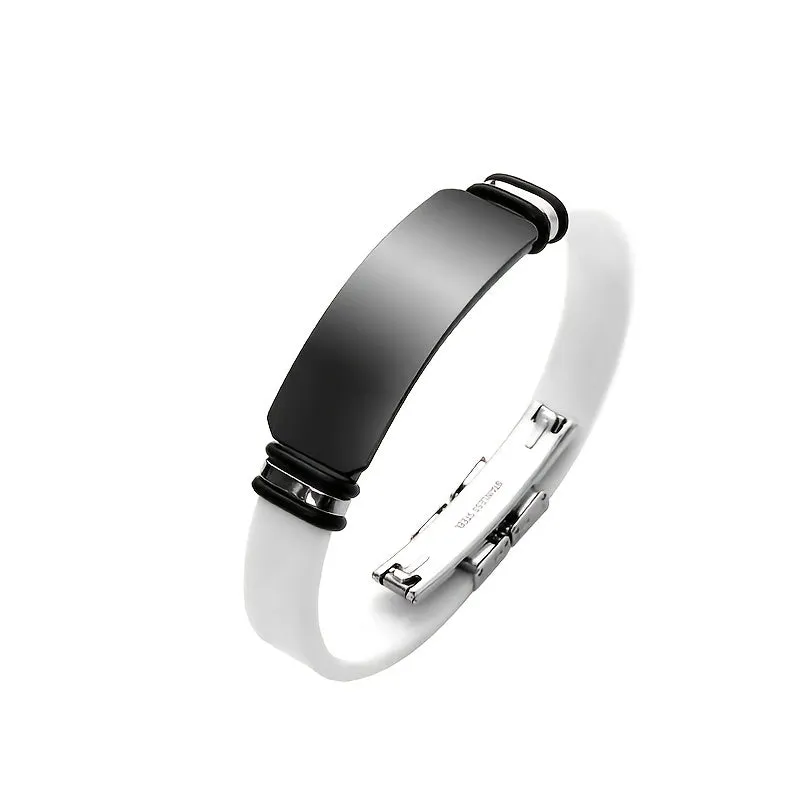 Sports Bracelet Silicone Titanium Steel Glossy Lettering Stainless Steel