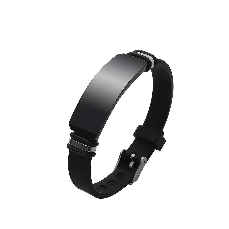 Sports Bracelet Silicone Titanium Steel Glossy Lettering Stainless Steel