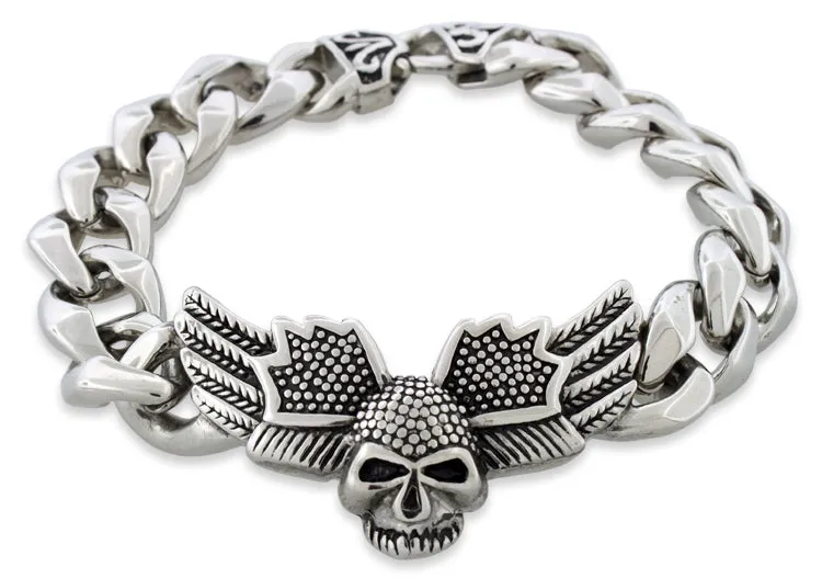 Stainless Steel Winged Skull Bracelet