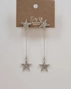 Star Dangle Earrings in Silver