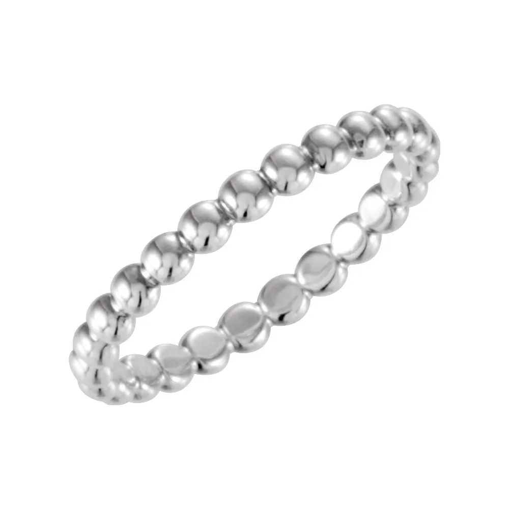 Sterling Silver 2.5mm Beaded Stackable Ring Size 7