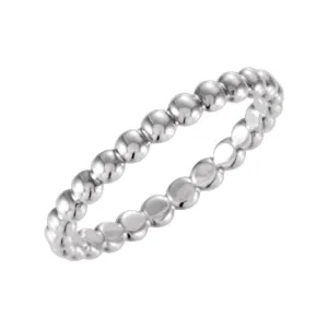Sterling Silver 2.5mm Beaded Stackable Ring Size 7