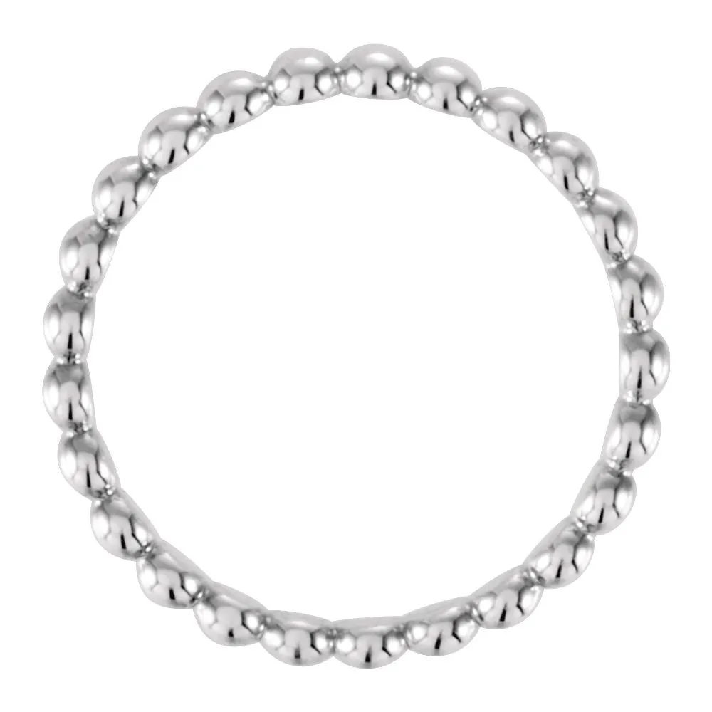 Sterling Silver 2.5mm Beaded Stackable Ring Size 7