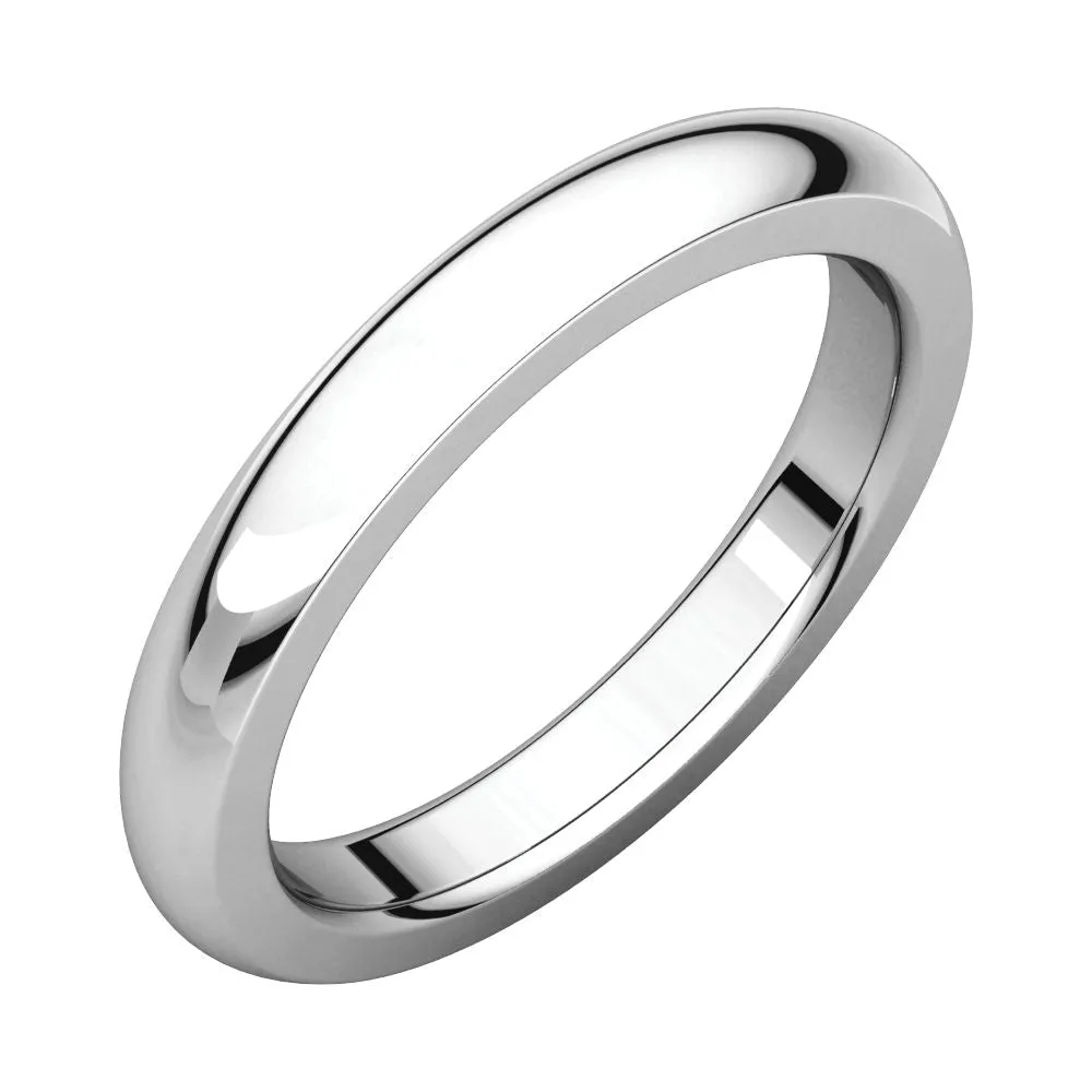 Sterling Silver 3mm Heavy Comfort Fit Band, Size 10
