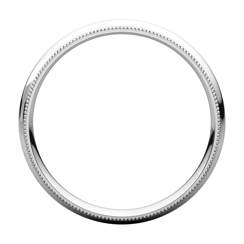 Sterling Silver 3mm Milgrain Comfort Fit Band, Size 10.5