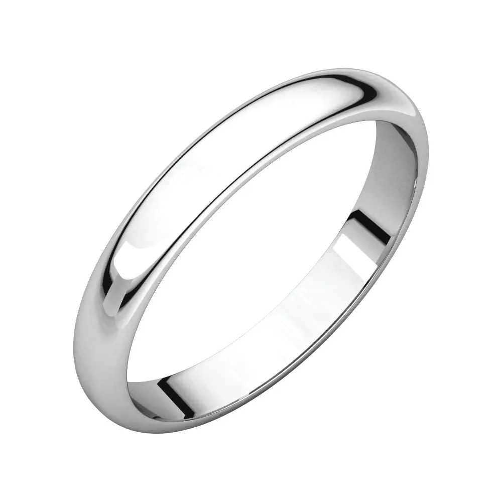 Sterling Silver 4mm Half Round Light Band, Size 6