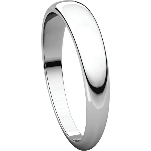 Sterling Silver 4mm Half Round Tapered Band, Size 11