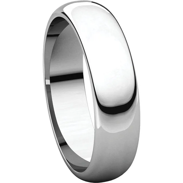 Sterling Silver 5mm Half Round Band, Size 6