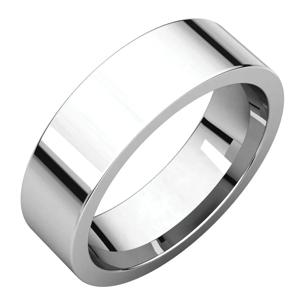 Sterling Silver 6mm Flat Band, Size 10.5