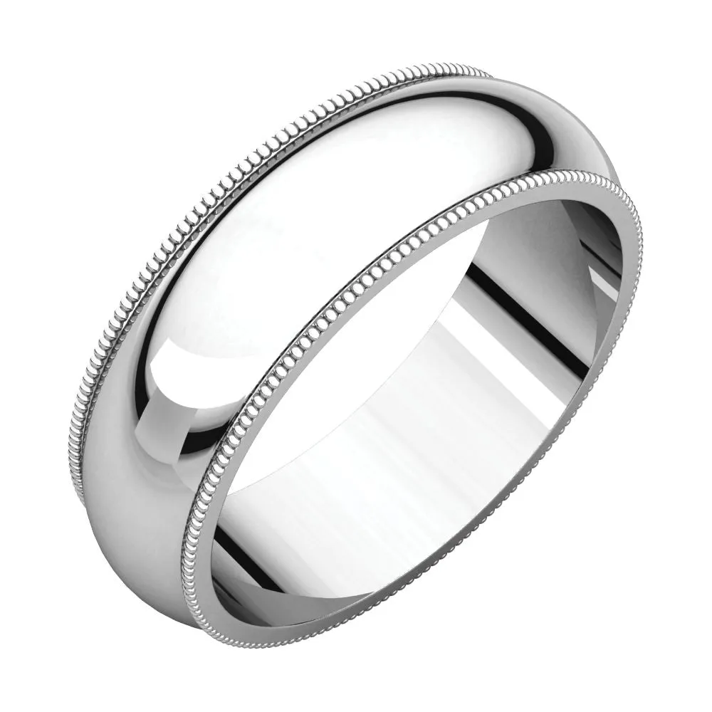 Sterling Silver 6mm Milgrain Band, Size 8