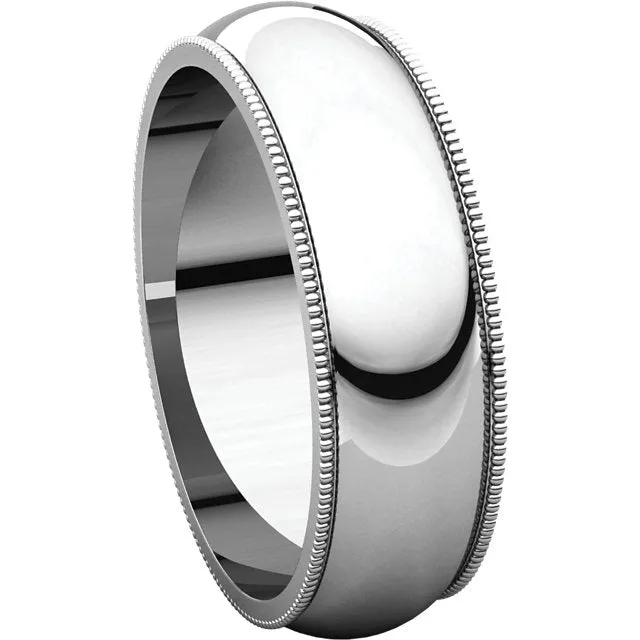 Sterling Silver 6mm Milgrain Band, Size 8