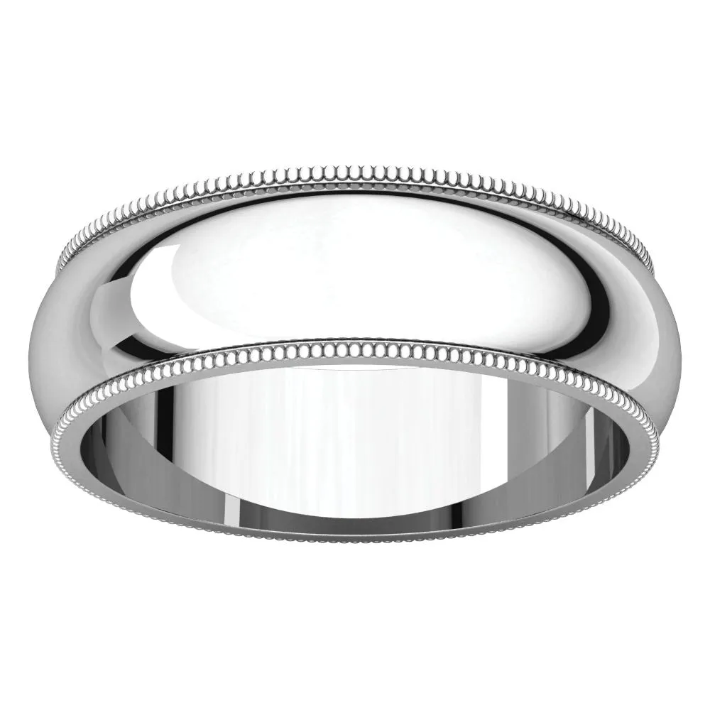 Sterling Silver 6mm Milgrain Band, Size 8