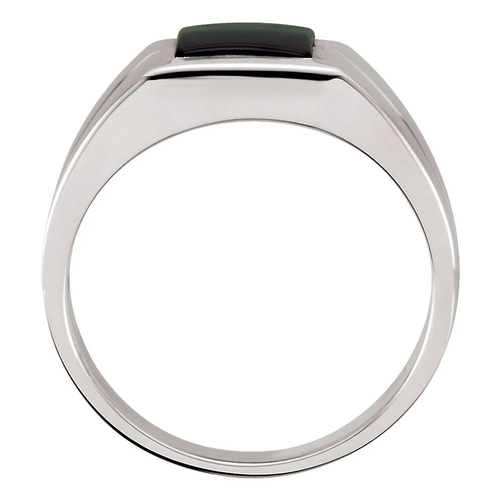 Sterling Silver 8mm Square Onyx Ring, Size 11