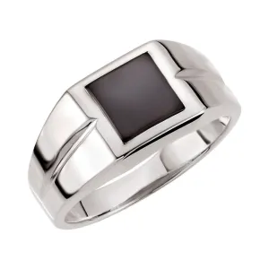 Sterling Silver 8mm Square Onyx Ring, Size 11