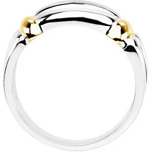 Sterling Silver & 14k Yellow Gold Band , Size 7