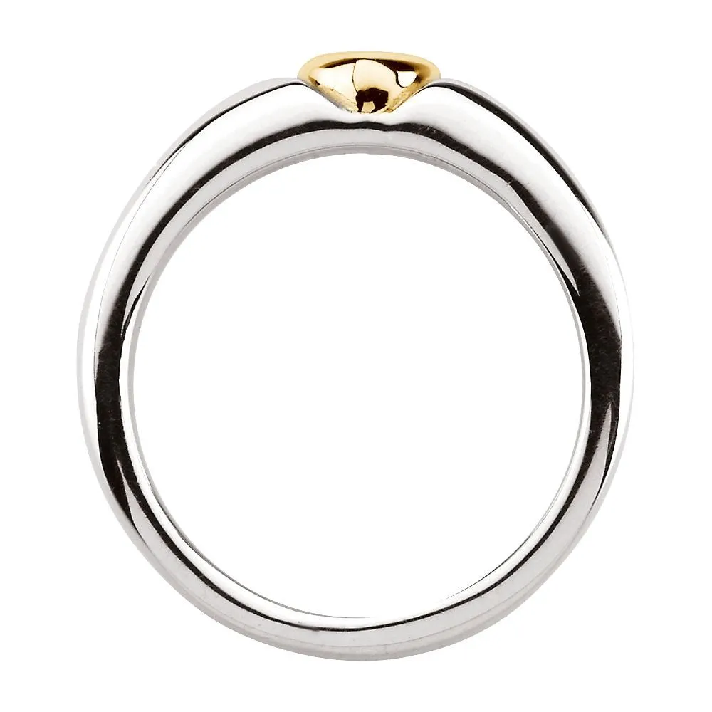 Sterling Silver & 14k Yellow Gold Heart Ring, Size 6