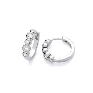 Sterling Silver & Cubic Zirconia Bubbles Huggie Earrings