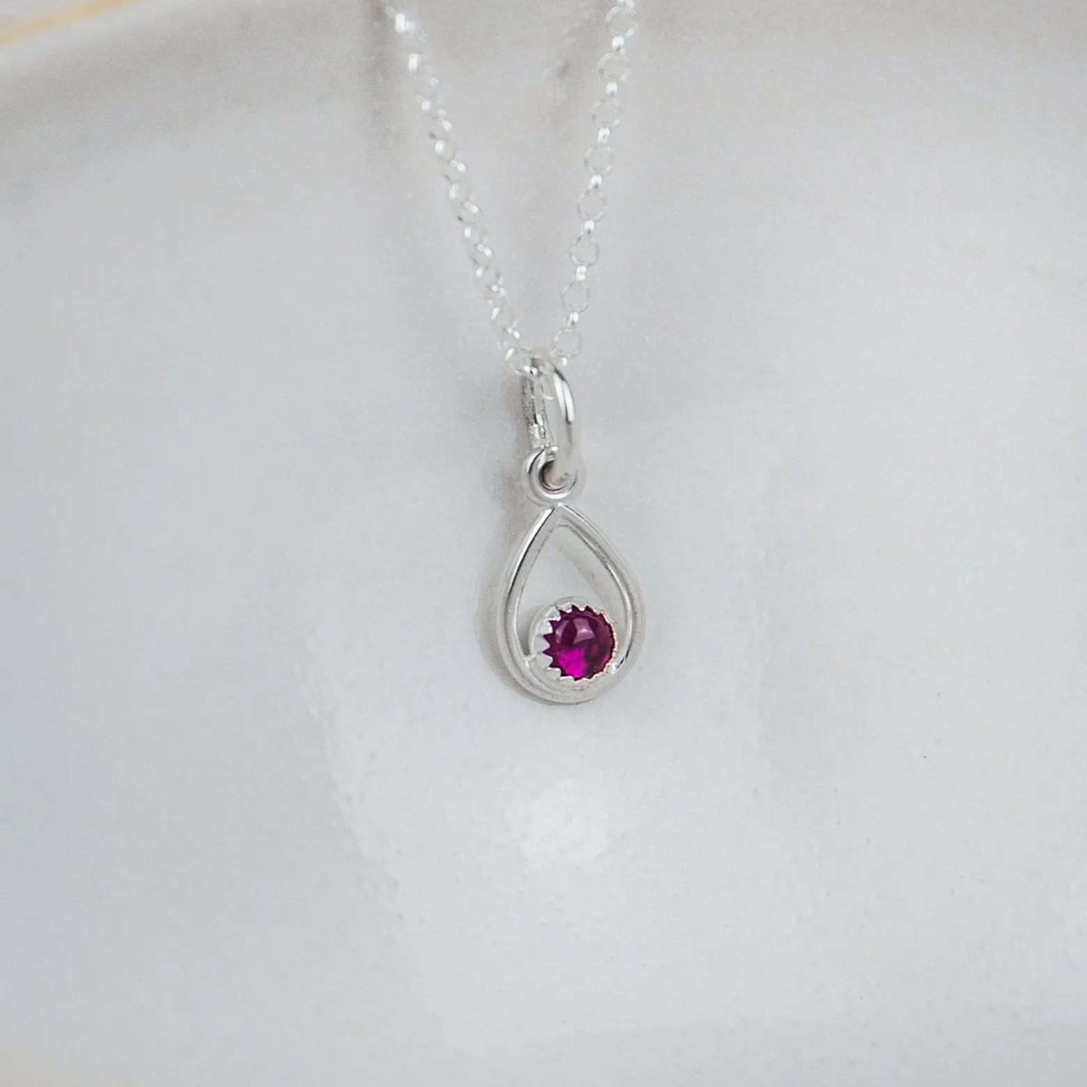 Sterling Silver Birthstone Teardrop Pendant