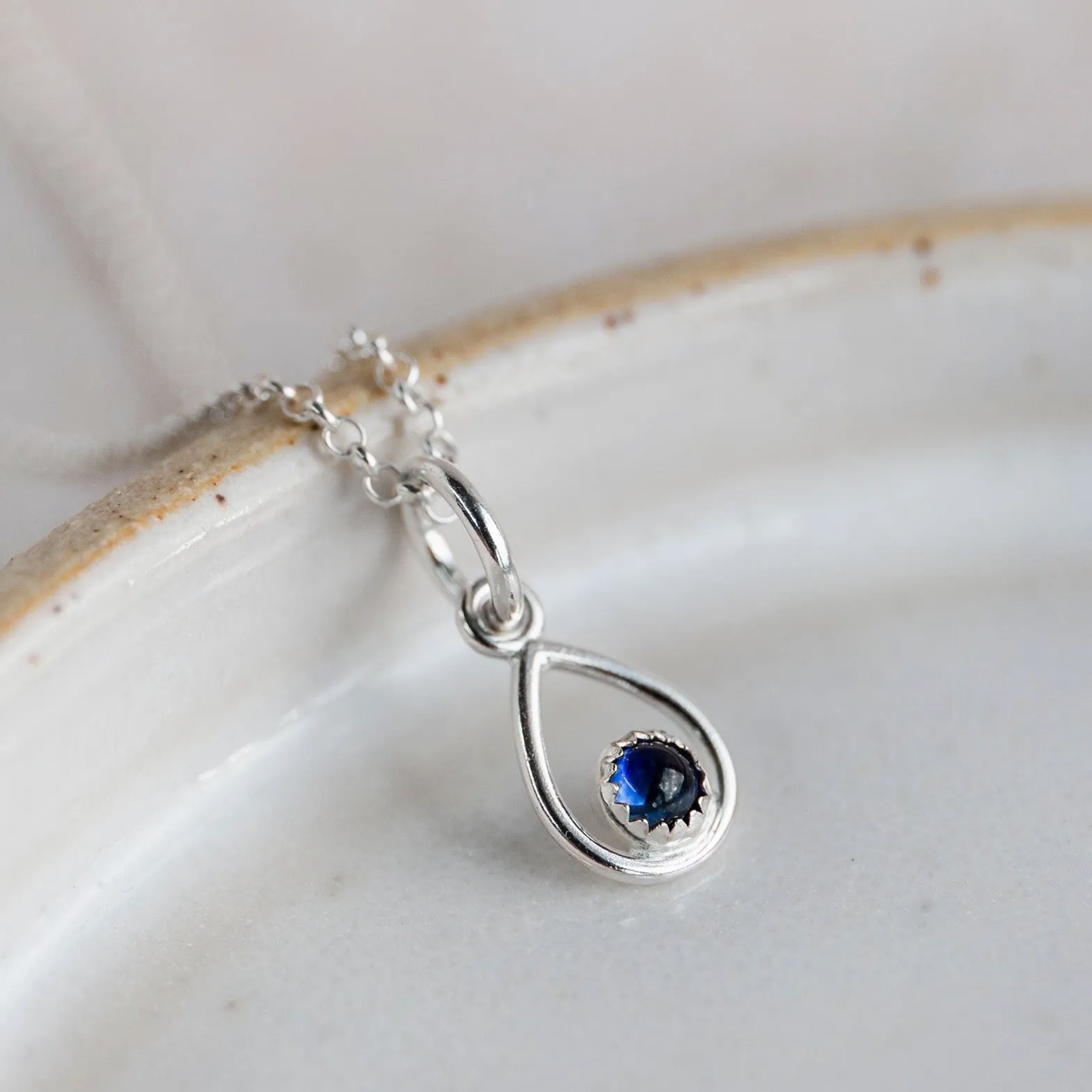 Sterling Silver Birthstone Teardrop Pendant