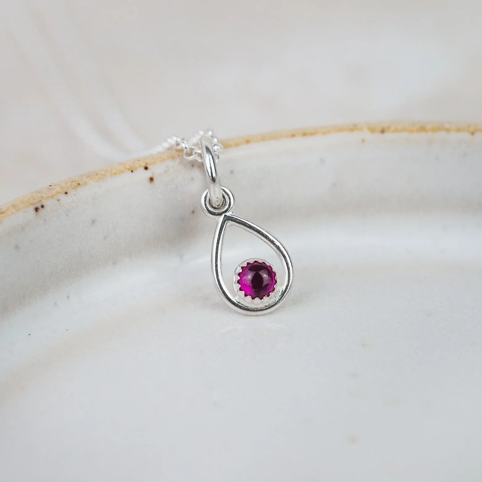 Sterling Silver Birthstone Teardrop Pendant