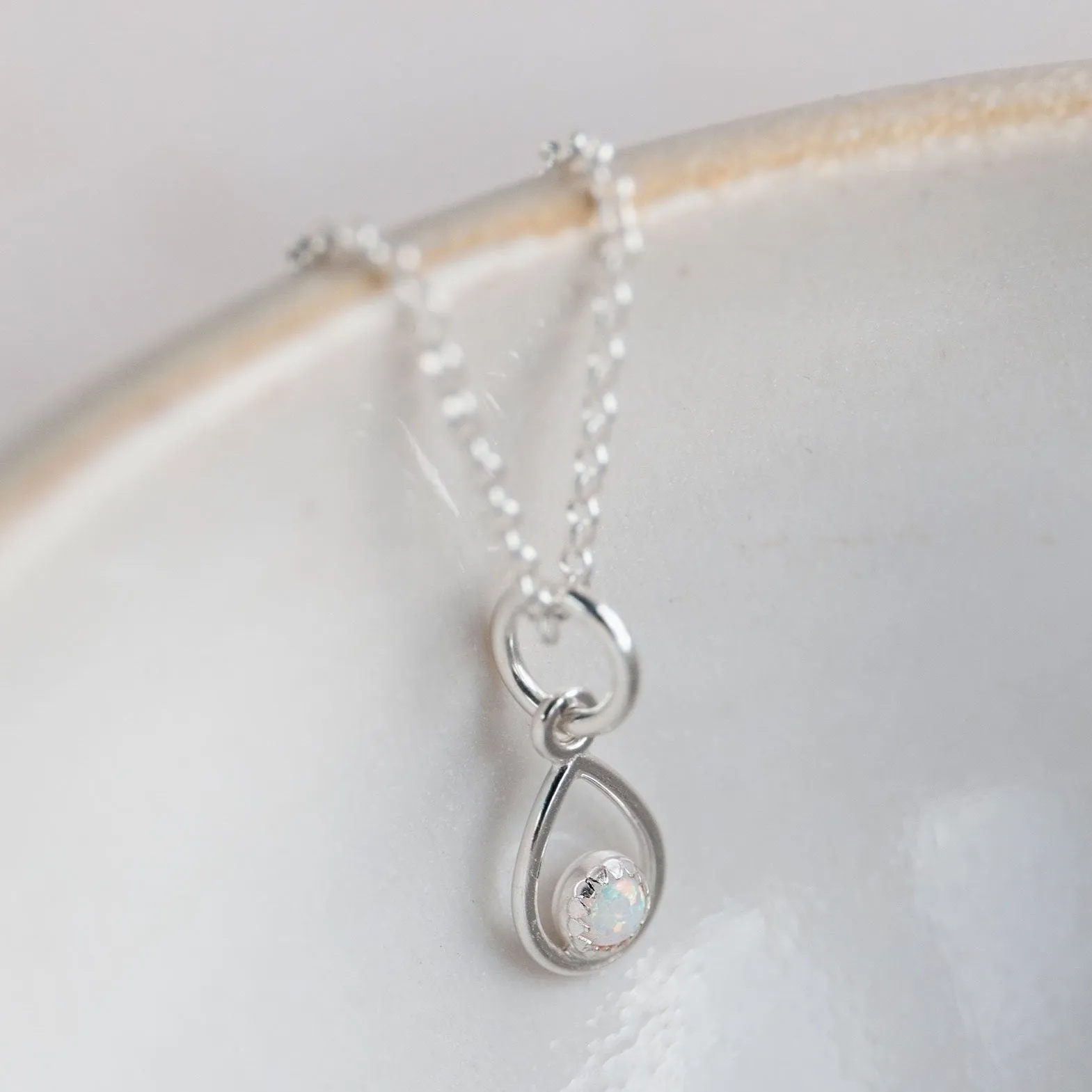 Sterling Silver Birthstone Teardrop Pendant
