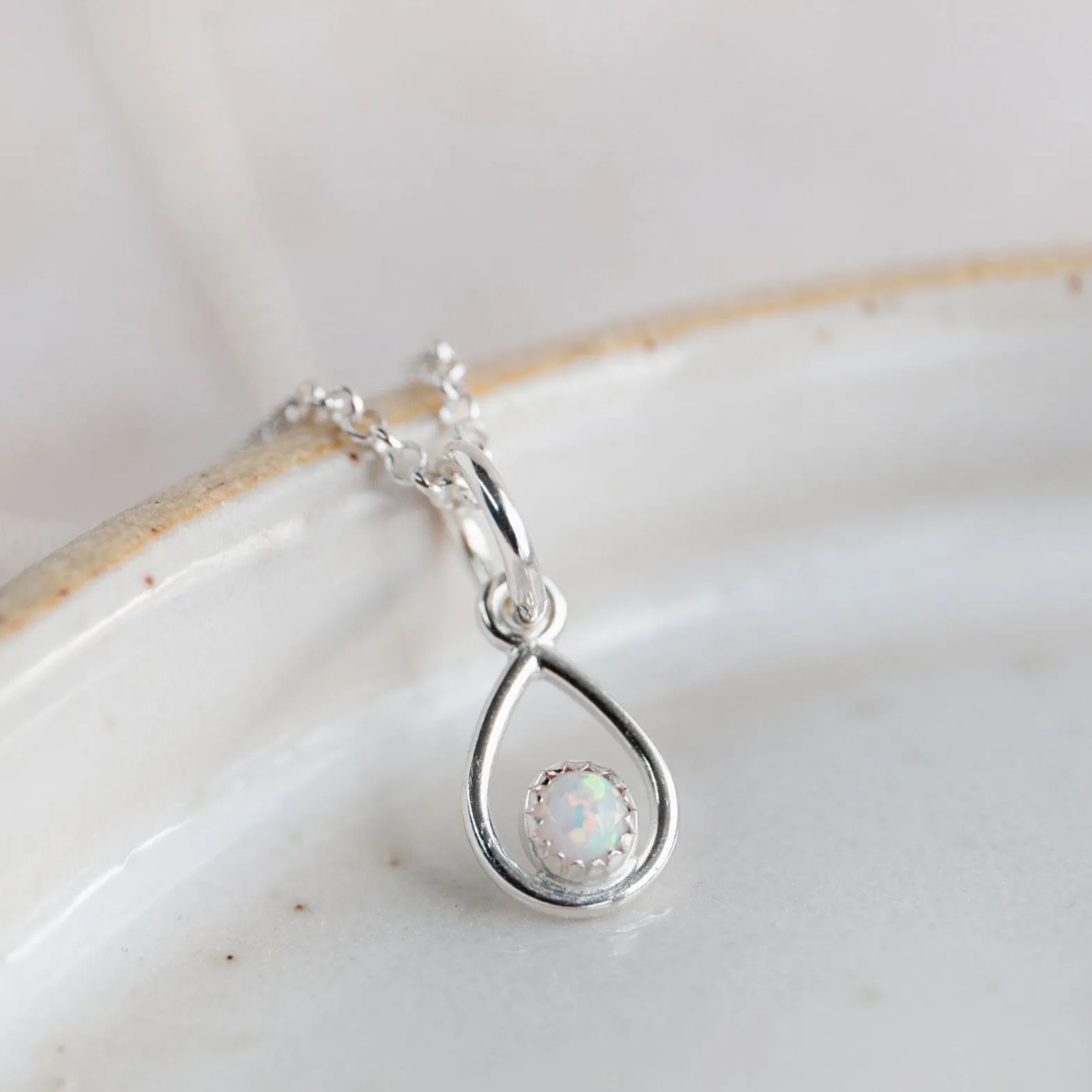 Sterling Silver Birthstone Teardrop Pendant