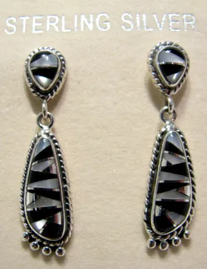 Sterling Silver Black Onix and Mother Pearl Inlay Earrings TSC028