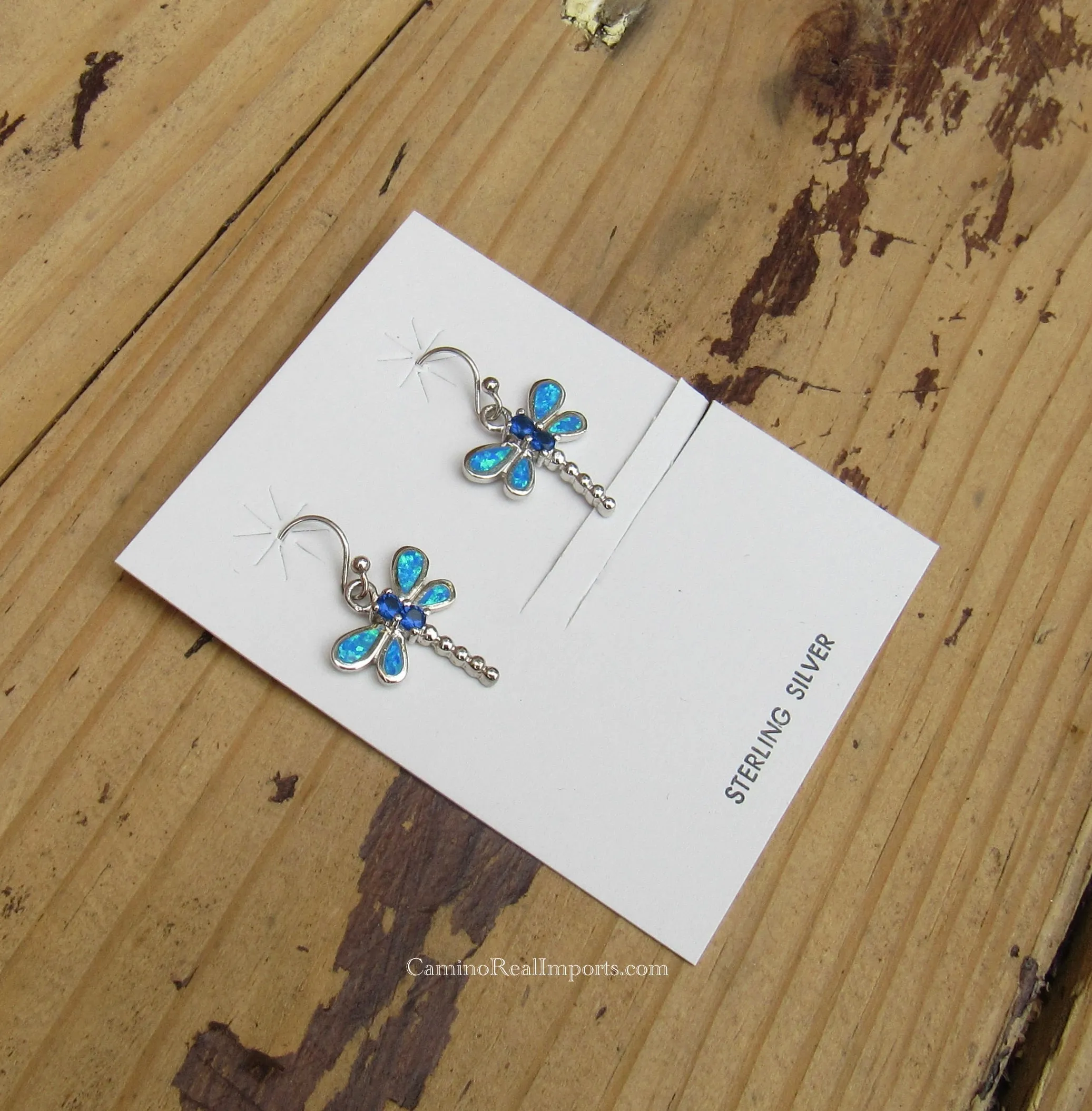 Sterling Silver Blue Topaz and Opal Earrings STER007