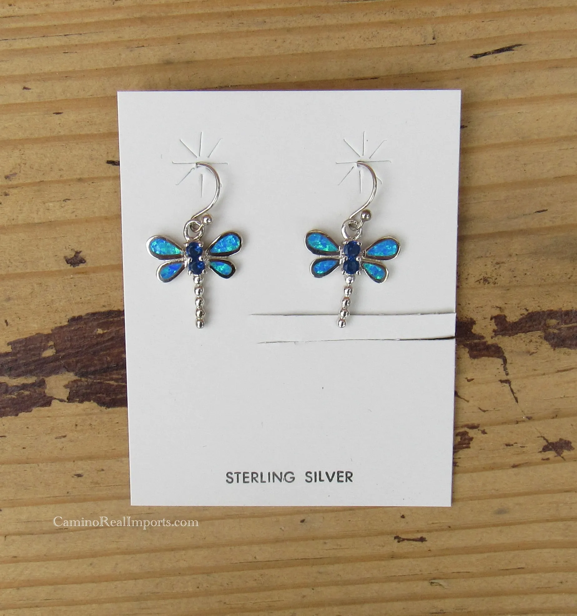 Sterling Silver Blue Topaz and Opal Earrings STER007