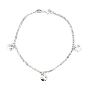 Sterling Silver Bracelet with Round Hanging Disc 19cm