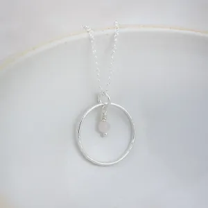 Sterling Silver Celestial Hoop Pendant with Rose Quartz