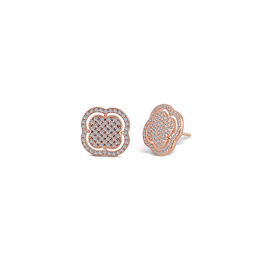 Sterling Silver Clover Halo Stud Earrings