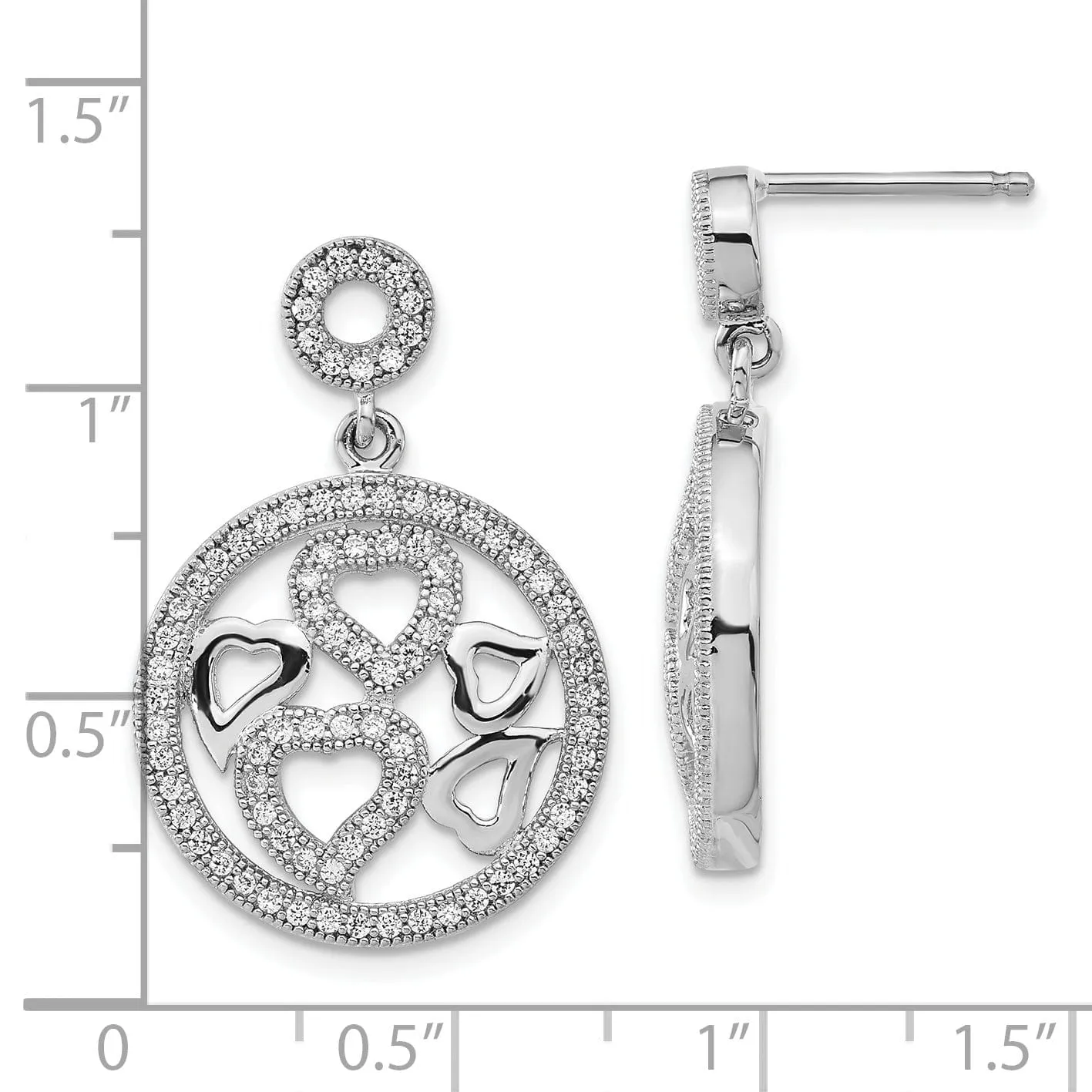Sterling Silver Cubic Zirconia Heart Earrings