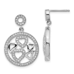 Sterling Silver Cubic Zirconia Heart Earrings