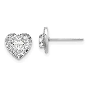 Sterling Silver Cubic Zirconia Heart Earrings