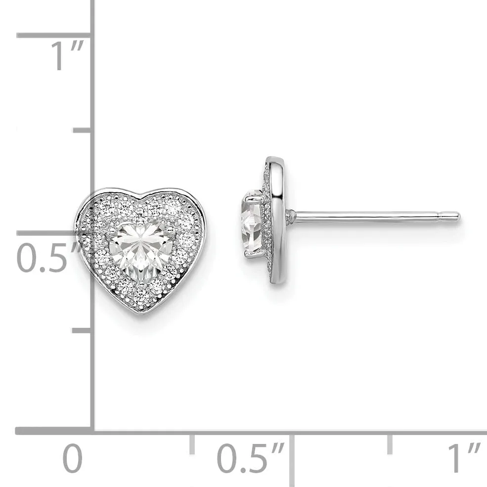 Sterling Silver Cubic Zirconia Heart Earrings