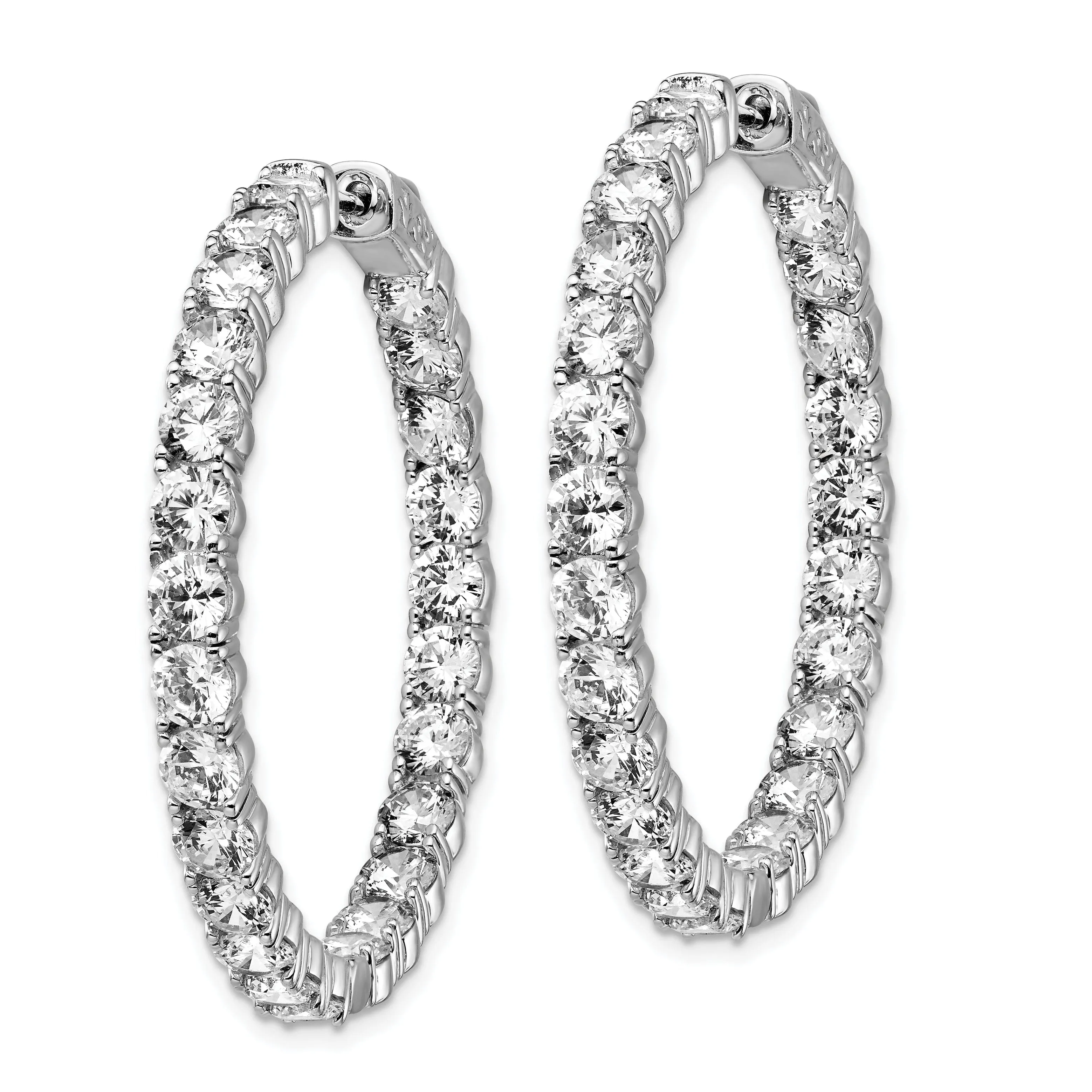 Sterling Silver CZ Hoop Earrings