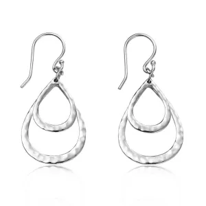 Sterling Silver Hammered Loop Drop Earrings