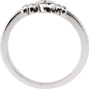 Sterling Silver Heart with Cross Chastity Ring Size 5
