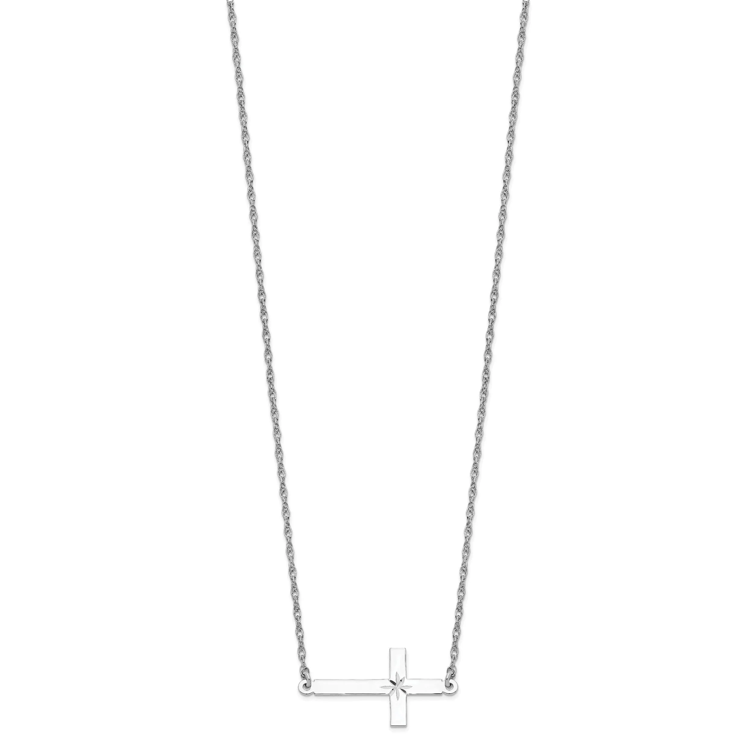 Sterling Silver Large Sideways Cross Necklace