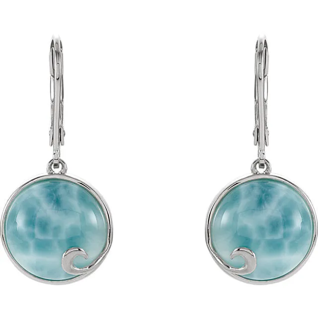 Sterling Silver Larimar Lever Back Earrings