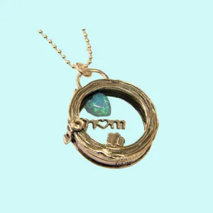 Sterling Silver necklace Mom charms Blue Opal heart gift for Mom Locket Necklace