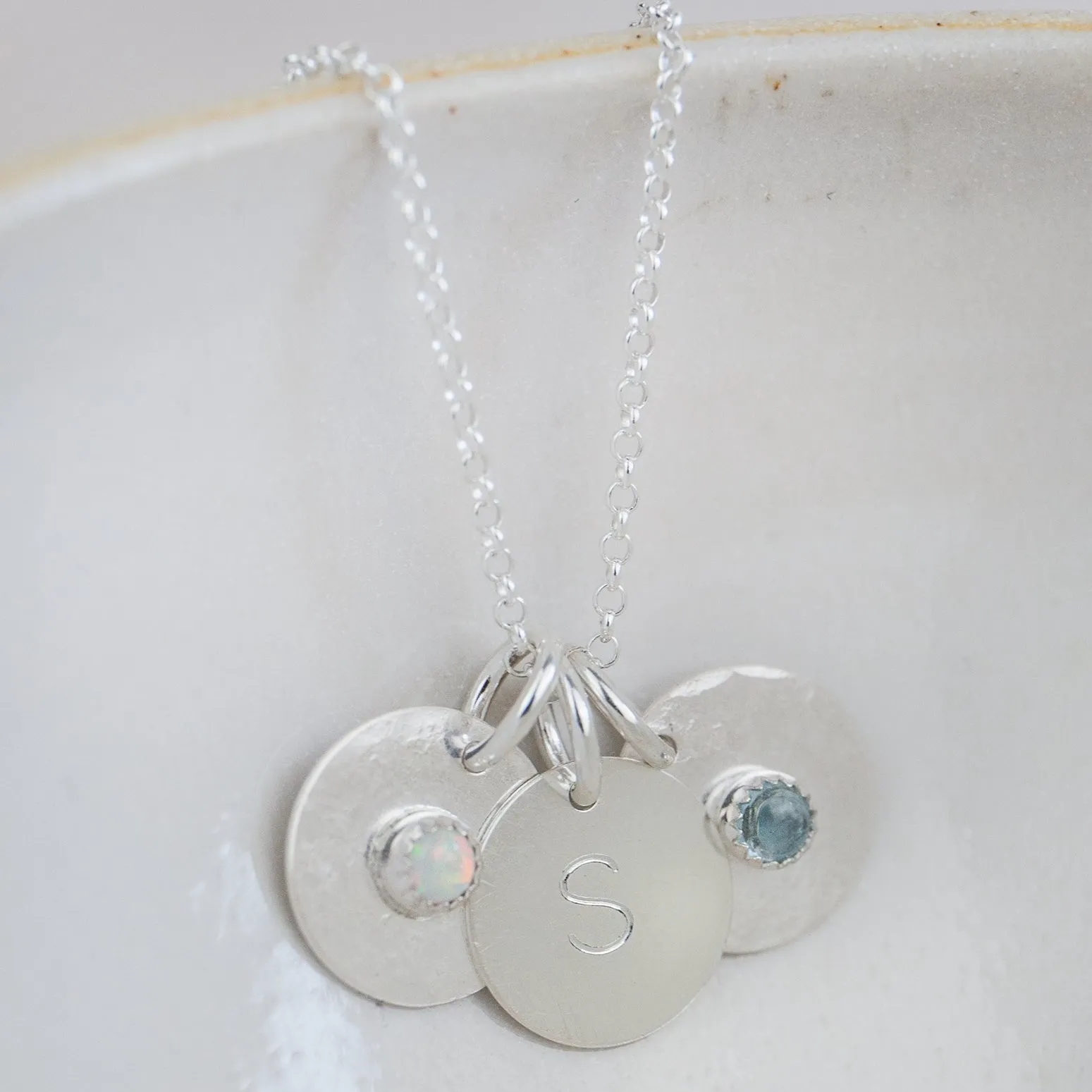 Sterling Silver Personalised Birthstone Pendant