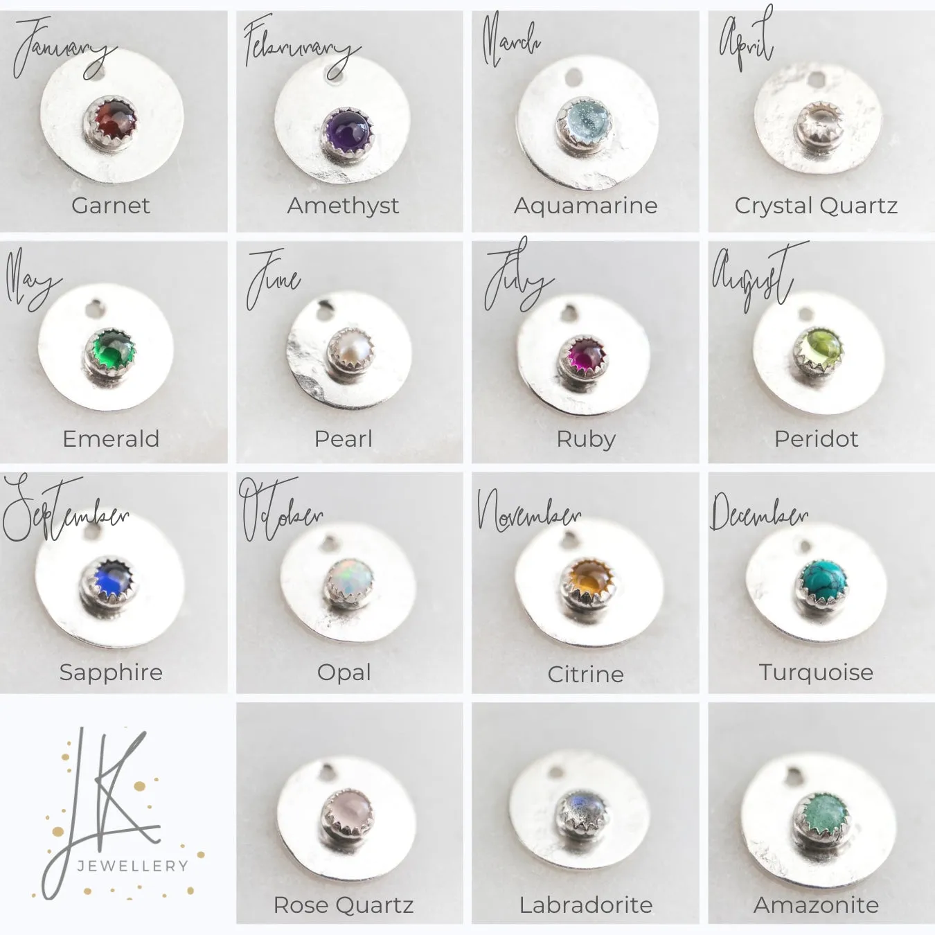 Sterling Silver Personalised Birthstone Pendant