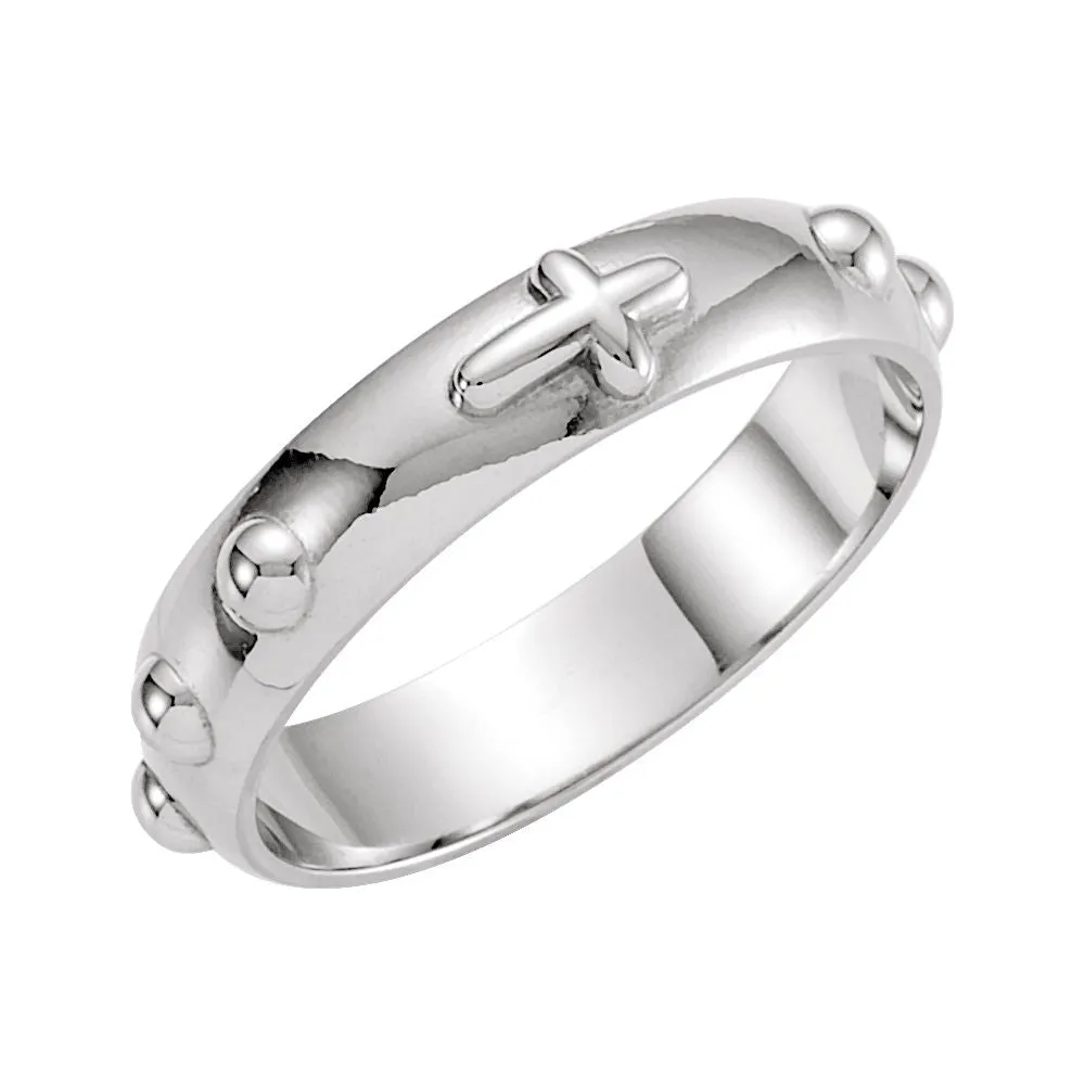 Sterling Silver Rosary Ring Size 5
