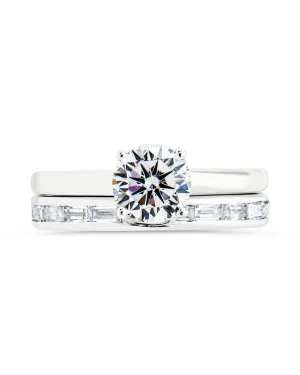 Sterling Silver Round CZ Solitaire Ring Set of 2